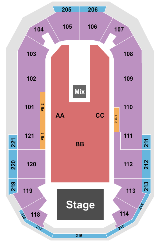 Hero Arena At Mountain America Center Seating Chart: Endstage 2