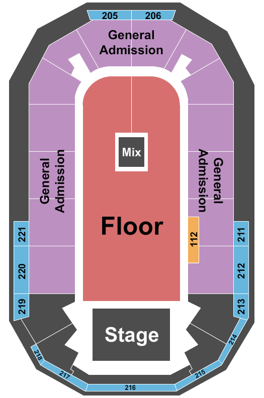 Hero Arena At Mountain America Center Seating Chart: Endstage Floor