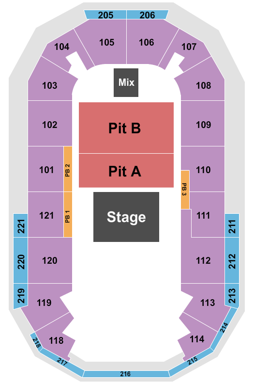 Hero Arena At Mountain America Center Seating Chart: Endstage Pit A&B