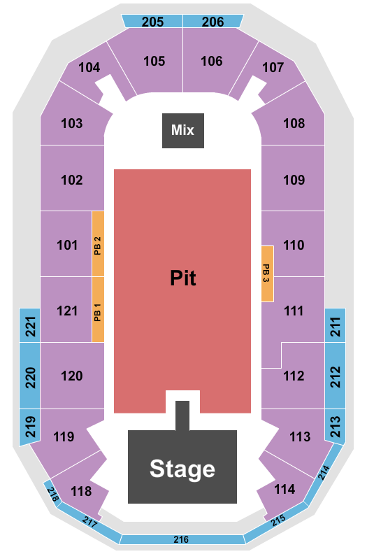 Hero Arena At Mountain America Center Seating Chart: Endstage Pit w/ Catwalk