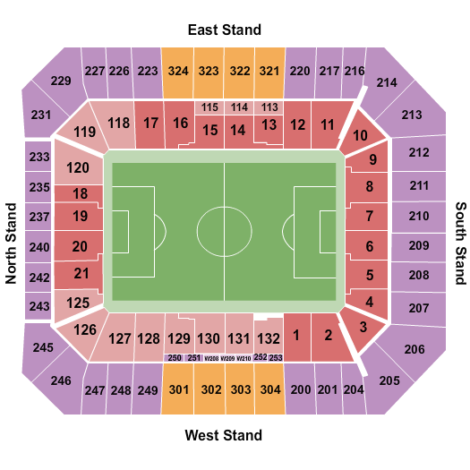 Hill Dickinson Stadium Seating Chart: Soccer - Static