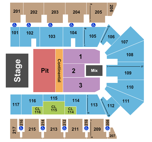 Hilliard Center Arena Seating Chart: Endstage GA Pit 2