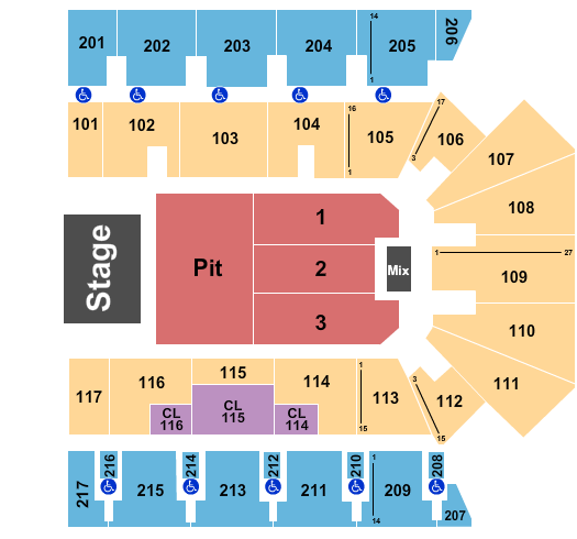 Hilliard Center Arena Seating Chart: Endstage GA Pit