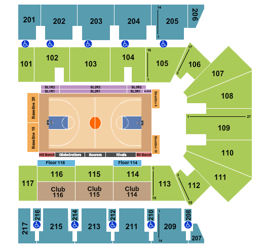 Hilliard Center Arena Seating Chart: Harlem Gobetrotters 2