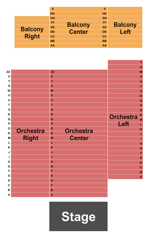 Historic Park Theatre and Event Center Seating Chart: End Stage 2