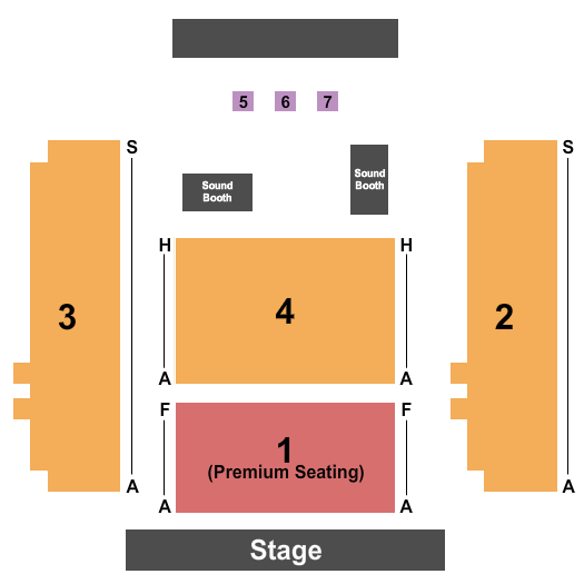 Hobart Art Theater Seating Chart: Endstage 2-1-4-3