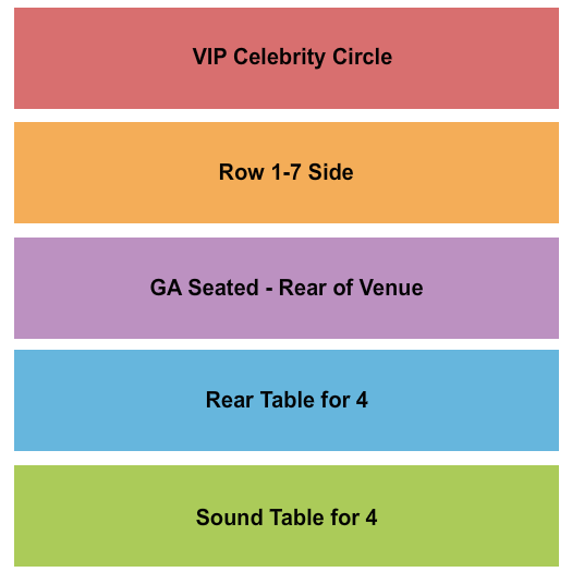 Hobart Art Theater Seating Chart: GA/Celebrity/Side/Tables