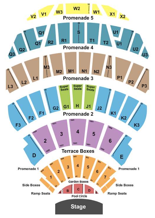 Hollywood Bowl Seating Chart: Endstage 2 - Pool Circle Row Difference