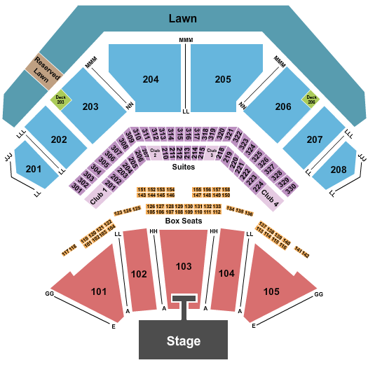 Credit Union 1 Amphitheatre Seating Chart: Endstage with Catwalk