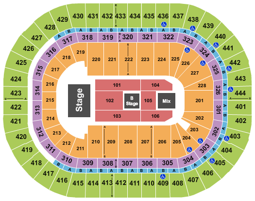 Honda Center Seating Chart: Endstage w/B stage