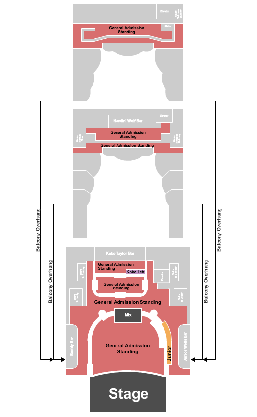 House Of Blues - Chicago Seating Chart: Ga Floor/Balc & ADA 2