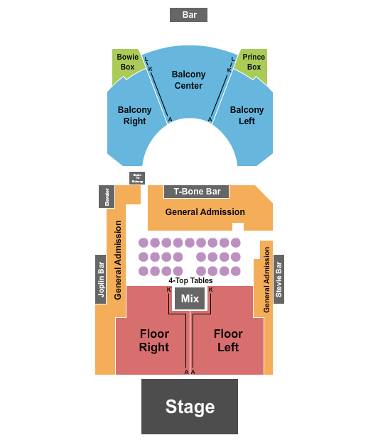 House Of Blues - Houston Seating Chart: Endstage Reserved Floor 3