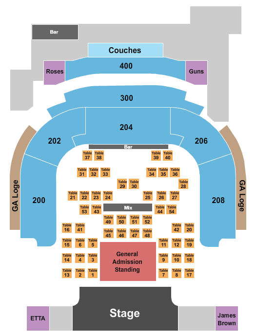 House Of Blues - Las Vegas Seating Chart: Endstage GA Flr Tables 2