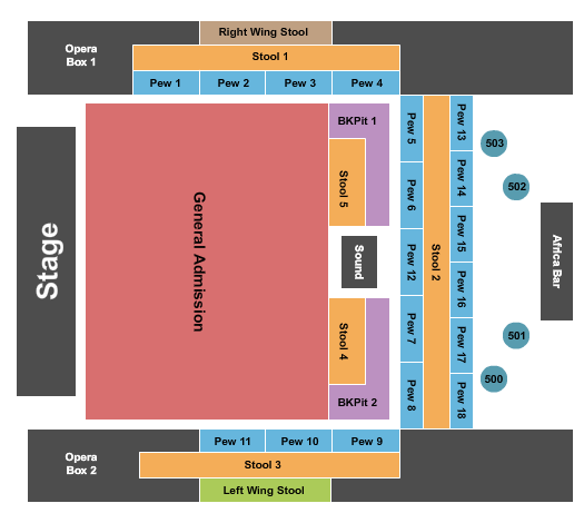 House Of Blues - Myrtle Beach Seating Chart: End Stage
