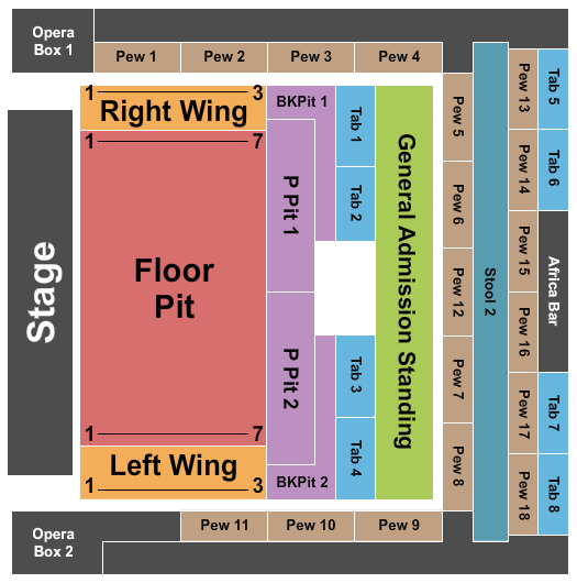 House Of Blues - Myrtle Beach Seating Chart: Endstage - RSV Floor Pit