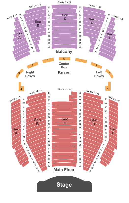 Hoyt Sherman Place Theater Seating Chart: End Stage