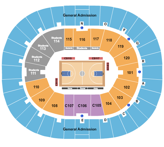 Humphrey Coliseum Seating Chart: Basketball - Womens