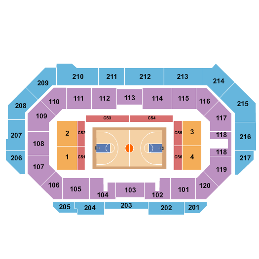 Idaho Central Arena Seating Chart: Basketball 2