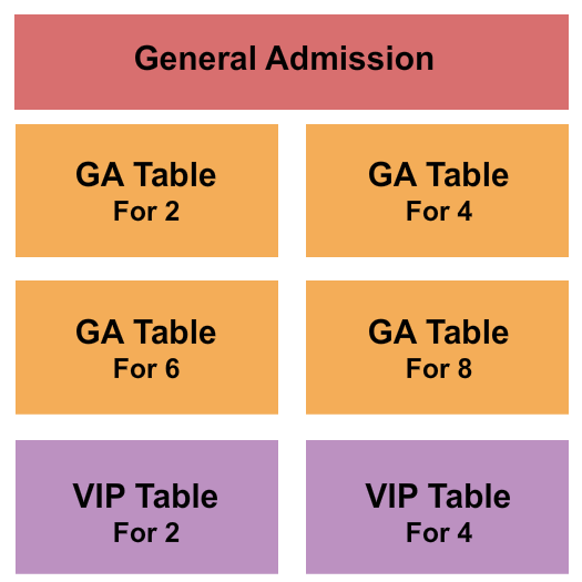 Improv Comedy Club - Addison Seating Chart: GA & VIP Tables