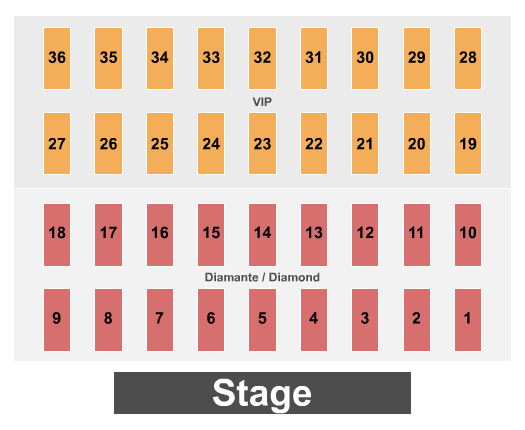 India Community Center Seating Chart: Endstage Tables