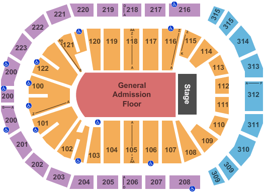 Gas South Arena Seating Chart: End Stage GA