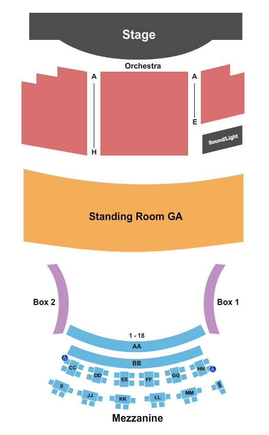 Infinity Music Hall & Bistro Seating Chart: Endstage 2
