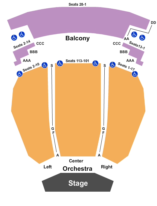 Irvine Barclay Theatre Seating Chart: End Stage