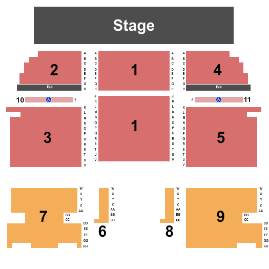 J. Everett Collins Center for the Performing Arts Seating Chart: Endstage 2