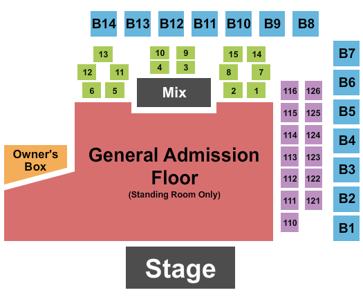 Ozark Music Hall Seating Chart: GA Floor/Table/Balc