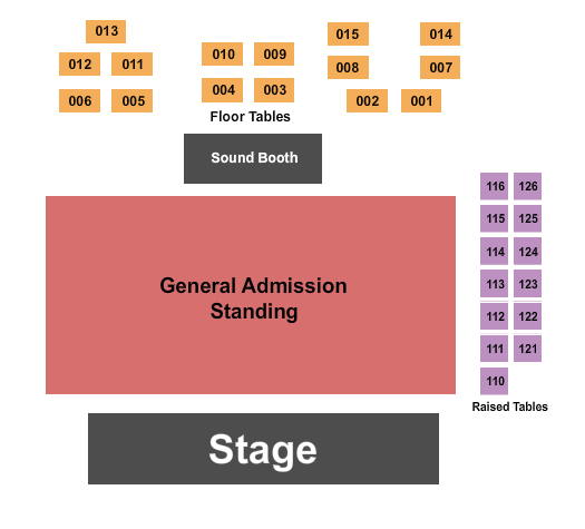 Ozark Music Hall Seating Chart: GA Floor & Tables 2