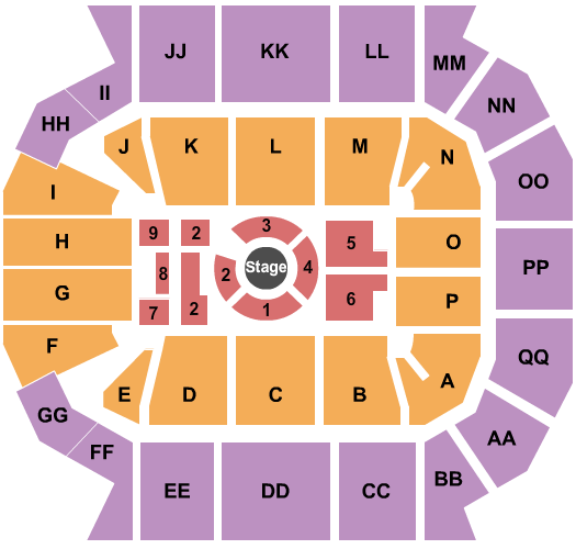Great Southern Bank Arena Seating Chart: Center Stage 3