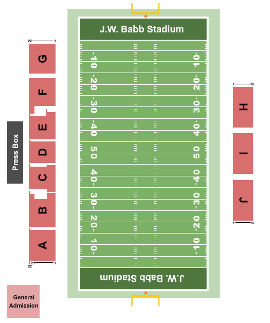 J.W. Babb Stadium Seating Chart: Football