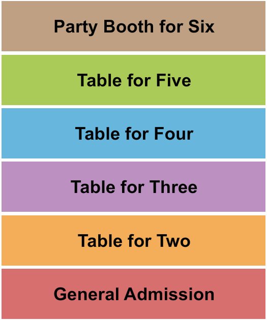 Jack London Revue Seating Chart: GA/Tables 2.3.4.5.6