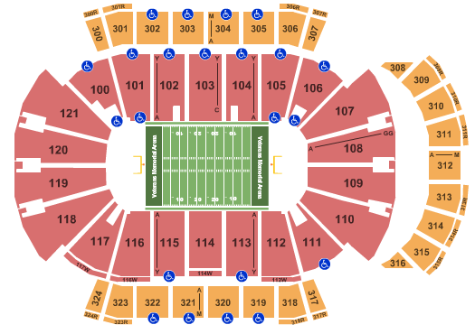 VyStar Veterans Memorial Arena Seating Chart: Football