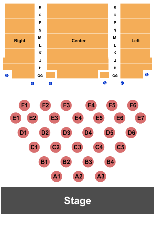 Scherr Forum Theatre At Bank of America Performing Arts Center Seating Chart: End Stage Tables