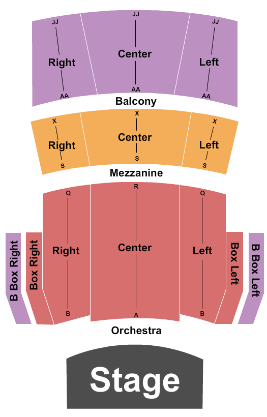 Jefferson Performing Arts Center Seating Chart: Endstage No Pit