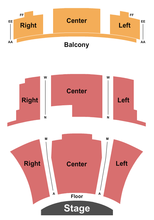 Jerome Westheimer Center for the Performing Arts Seating Chart: Endstage