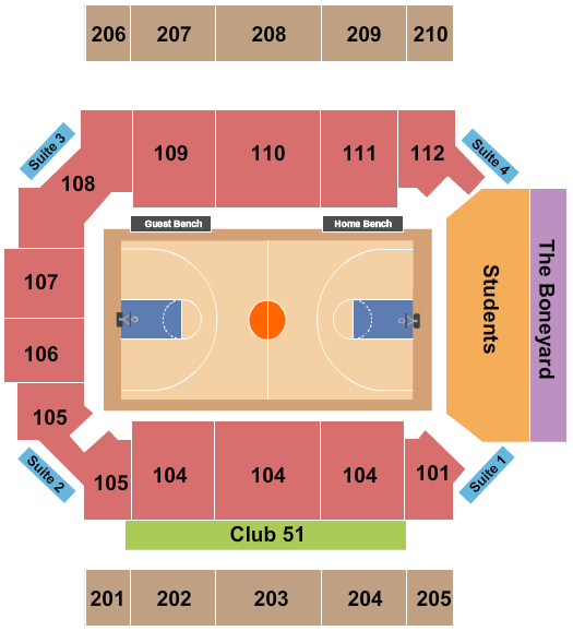 Jerry Richardson Indoor Stadium Seating Chart: Basketball