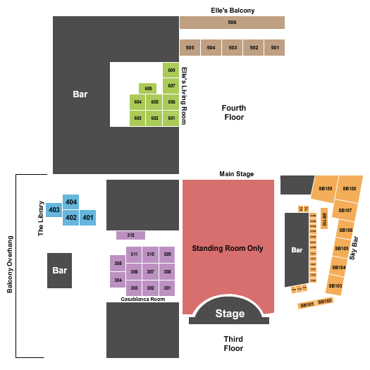 Jimmy's Jazz & Blues Club Seating Chart: Endstage SRO