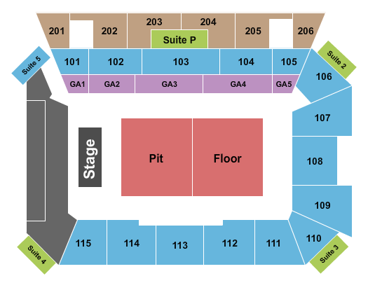 Joan Perry Brock Center Seating Chart: Endstage with GA's
