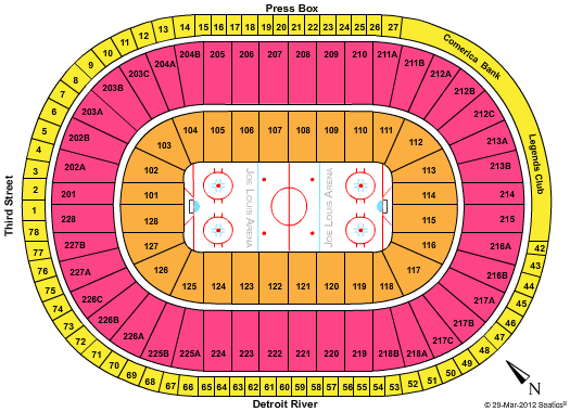 Joe Louis Arena Seating Chart