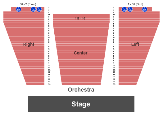 John Anson Ford Theatre Seating Chart: End Stage