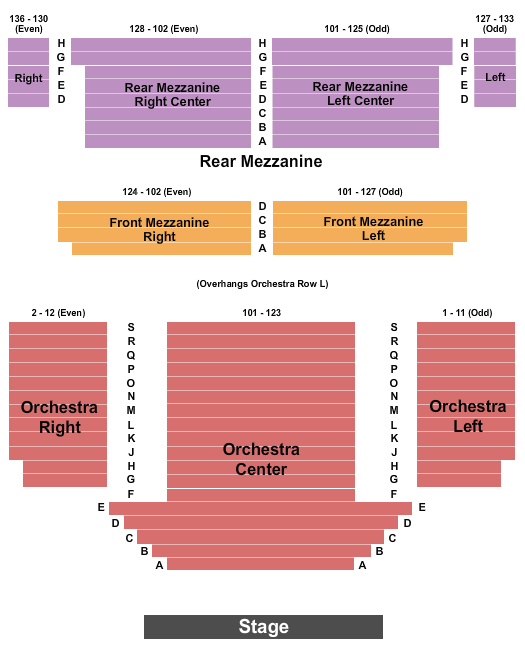 John Golden Theatre Seating Chart: Endstage 1