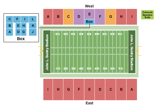 John L. Guidry Stadium Seating Chart: Football 2019-20