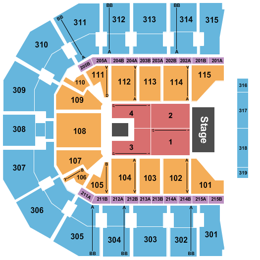 John Paul Jones Arena Seating Chart: Endstage 6
