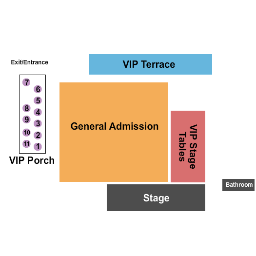 John T. Floore Country Store Seating Chart: GA/VIP/Tables 2