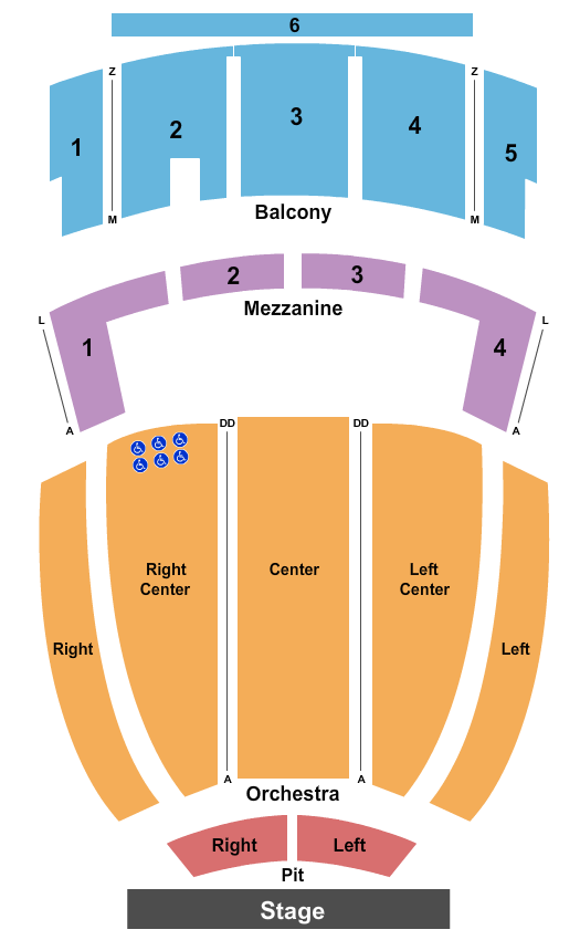 Johnny Mercer Theatre Seating Chart: Endstage Pit Left/Right