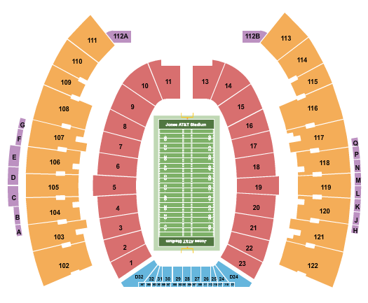 Jones AT&T Stadium Seating Chart: Football