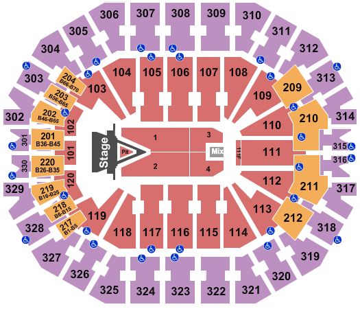 KFC Yum! Center Seating Chart: Aerosmith 2024