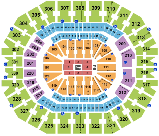 KFC Yum! Center Seating Chart: Center Stage 1